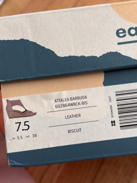 Earth Attalea Barbuda Leather Wedge Sandals Tan Biscuit Cutout Comfort Shoes 7.5 - Picture 7 of 7